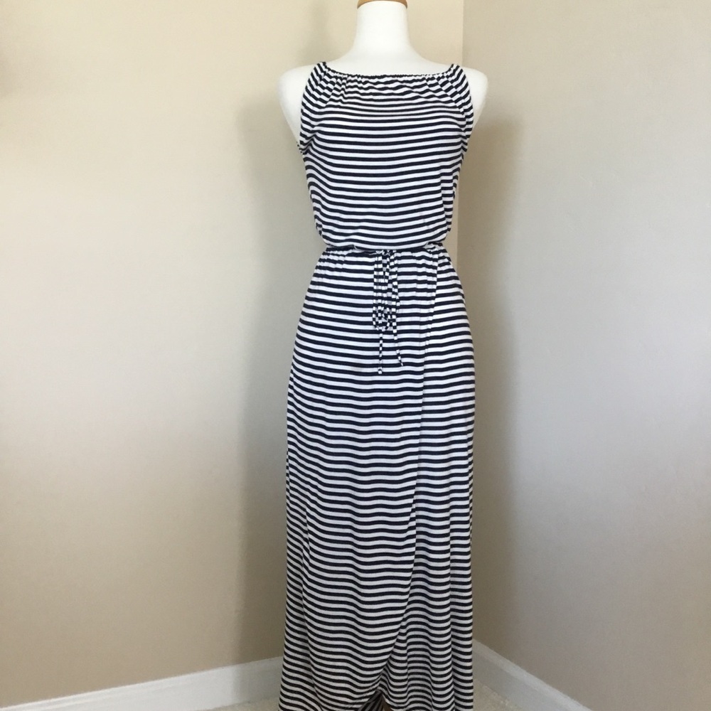 Cabi Dress Boat Stripe Faux Wrap Maxi Size S